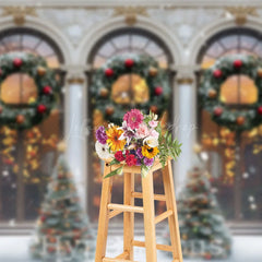 Lofaris Light Glitter Wreath Tree Window Christmas Backdrop