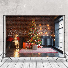 Lofaris Light String Deer Brick Wall Christmas Backdrop