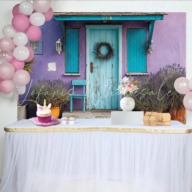 Lofaris Lila Türkise Tür Lavendel Pflanzen Rustikaler Hintergrund für Fotoshootings und Porträts professionelle Fotografie