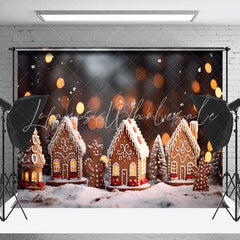 Lofaris Little Gingerbread House Bokeh Christmas Backdrop