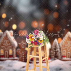 Lofaris Little Gingerbread House Bokeh Christmas Backdrop