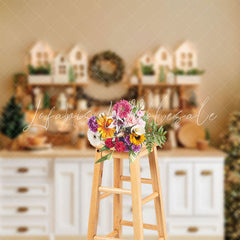 Lofaris Log Style Bar Counter Xmas Trees Christmas Backdrop