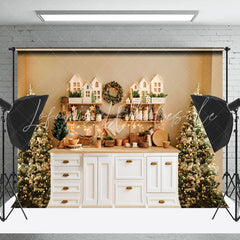 Lofaris Log Style Bar Counter Xmas Trees Christmas Backdrop