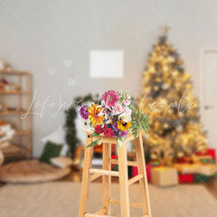 Lofaris Log Style Room Trees Fireplace Christmas Backdrop
