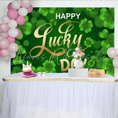 Lofaris Lucky Day St. Patrick’s Day Backdrop Glowing Green Shamrocks and Clovers Party Decoration