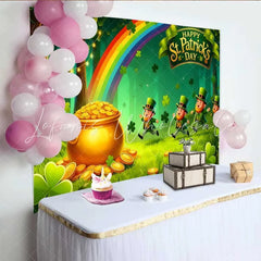 Lofaris Lucky Leprechaun Rainbow Backdrop St Patricks Day Pot of Gold Forest Party Banner