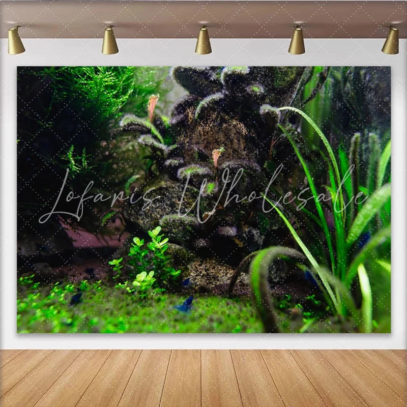 Lofaris Lush Green Aquatic Plant Natural Scenery Photography Backdrop Vibrant Underwater Plant Background for Studio Photoshoot