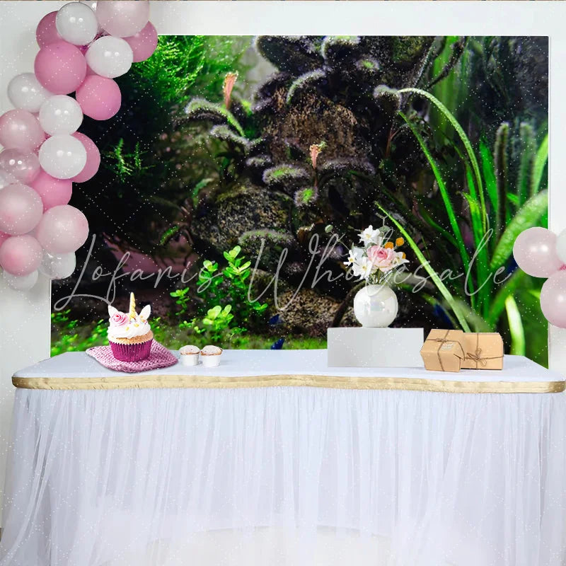 Lofaris Lush Green Aquatic Plant Natural Scenery Photography Backdrop Vibrant Underwater Plant Background for Studio Photoshoot
