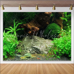 Lofaris Lush Green Aquatic Plants and Driftwood Natural Scenery Photography Backdrop Realistic Underwater Habitat for Studio Photoshoot