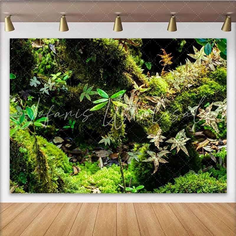 Lofaris Lush Green Moss Forest Photography Backdrop Natural Leaves and Tree Texture Studio Background for Professional Photoshoot
