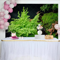 Lofaris Lush Green Moss Plant Photography Backdrop with Fern and Dark Background Natural Scenery Studio Background for Portraits