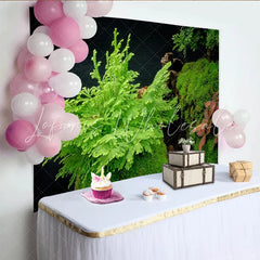 Lofaris Lush Green Moss Plant Photography Backdrop with Fern and Dark Background Natural Scenery Studio Background for Portraits