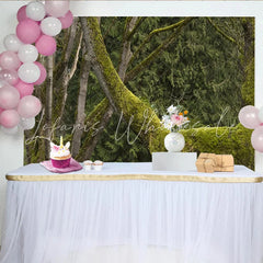 Lofaris Lush Green Mossy Forest Photography Backdrop Ancient Tree Branches and Natural Woodland Background for Studio Photoshoots