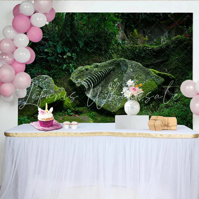 Lofaris Lush Green Mossy Forest Rock Carving Photography Backdrop Natural Scenery Background for Studio Portrait Photoshoot