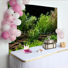 Lofaris Lush Green Plant Natural Scenery Photography Backdrop with Wood Texture Serene Forest Background for Studio Photoshoot