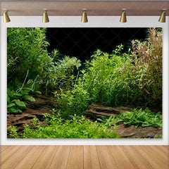 Lofaris Lush Green Plant Natural Scenery Photography Backdrop with Wood Texture Serene Forest Background for Studio Photoshoot