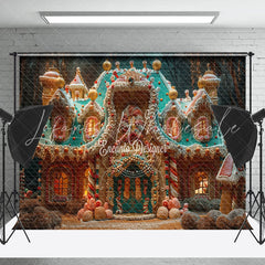 Lofaris Luxurious Candy Gingerbread House Christmas Backdrop