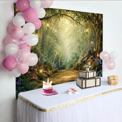 Lofaris Magical Lanterns Enchanted Forest Photography Backdrop Lush Greenery and Fairy Tale Studio Background for Portrait Photoshoot