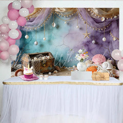 Lofaris Magical Underwater Treasure Photography Backdrop with Seashells Pearls Fantasy Ocean Background for Kids Birthday Party