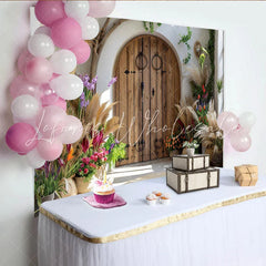 Lofaris Mediterranean Garden Door Photography Backdrop Boho Villa Entrance Photo Background