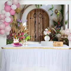 Lofaris Mediterranean Garden Door Photography Backdrop Boho Villa Entrance Photo Background