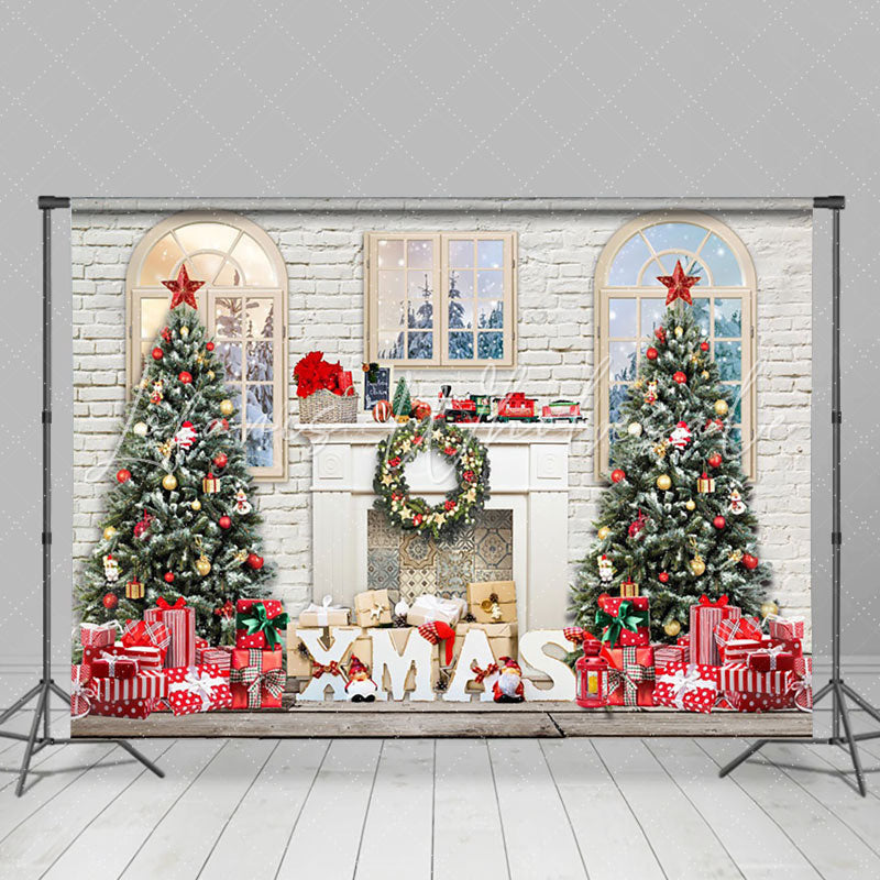 Lofaris Merry Christmas White Wall Holiday Gift Backdrop