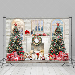 Lofaris Merry Christmas White Wall Holiday Gift Backdrop
