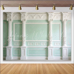 Lofaris Mint Green Classical Column Fine Art Photography Backdrop Elegant Studio Background for Portrait Photoshoot