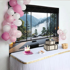 Lofaris Misty Mountain Japanese Garden Photography Backdrop with Serene Nature View Studio Background for Portrait Photoshoot