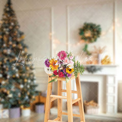 Lofaris Modern White Room Xmas Tree Christmas Vibe Backdrop