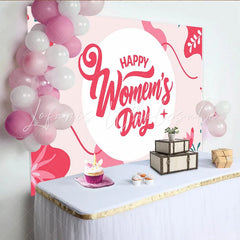 Lofaris Modern Women Day Red Floral Circle Backdrop International Woman Party Decor