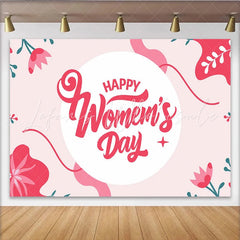Lofaris Modern Women Day Red Floral Circle Backdrop International Woman Party Decor