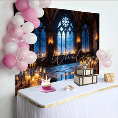 Lofaris Mystical Gothic Photography Backdrop with Arched Windows and Candles Enchanting Studio Background for Themed Events and Portraits