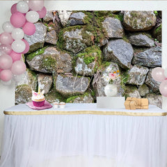 Lofaris Natural Mossy Stone Wall Photography Backdrop with Rustic Texture Weathered Rock Background for Studio Portrait Photoshoot