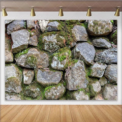 Lofaris Natural Mossy Stone Wall Photography Backdrop with Rustic Texture Weathered Rock Background for Studio Portrait Photoshoot