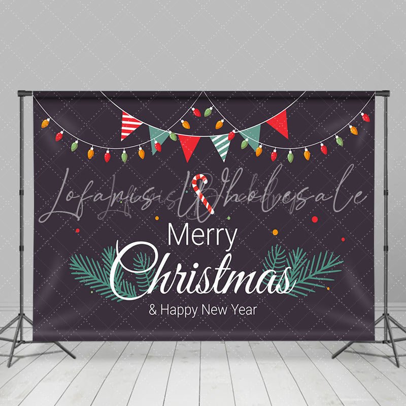 Lofaris Navy Blue Colorful Flags Merry Christmas Backdrop