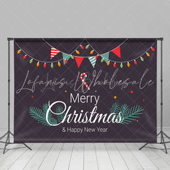 Lofaris Navy Blue Colorful Flags Merry Christmas Backdrop