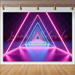 Lofaris Neon Geometric Abstract Photography Backdrop with Glowing Pink and Blue Triangles Futuristic Studio Background for Party Decor