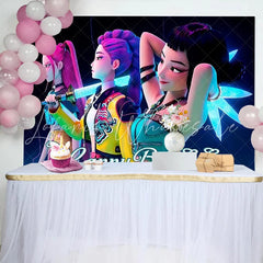Lofaris Neon K-pop Girl Group Birthday Backdrop Cyberpunk Music Idol Photography Background