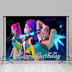 Lofaris Neon K-pop Girl Group Birthday Backdrop Cyberpunk Music Idol Photography Background