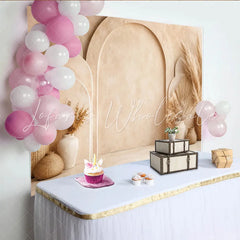 Lofaris Neutral Boho Arch Photography Backdrop with Pampas Grass Elegant Studio Background for Portrait and Event Decor