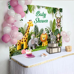 Lofaris Niedlicher Safari-Tier-Babyparty-Hintergrund Dschungel-Blätter Fotokulisse für Jungen und Mädchen