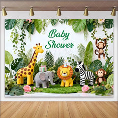Lofaris Niedlicher Safari-Tier-Babyparty-Hintergrund Dschungel-Blätter Fotokulisse für Jungen und Mädchen