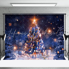 Lofaris Night Dim Light Bokeh Snow Christmas Tree Backdrop