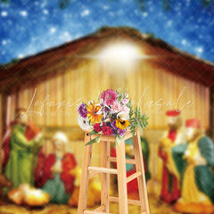 Lofaris Night Sky Religious Jesus Manger Christmas Backdrop