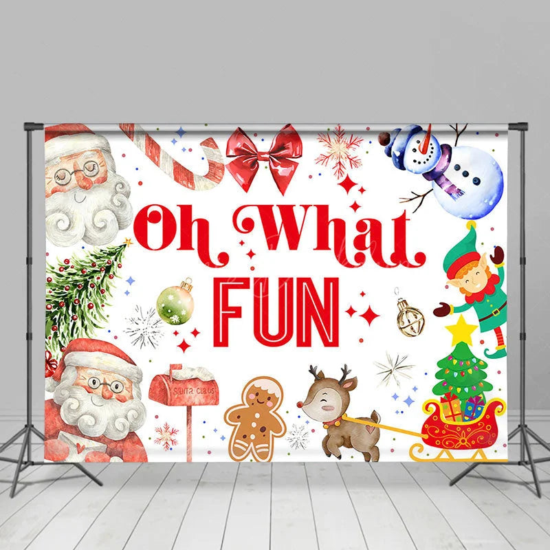 Lofaris Oh What Fun Santa Claus Snowman Christmas Backdrop