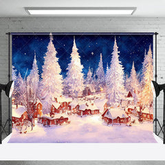 Lofaris Oil Painted White Snowy Wild Town Christmas Backdrop