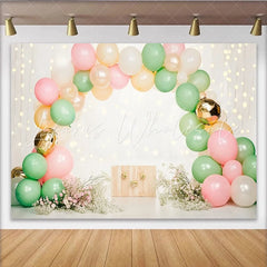 Lofaris Pastel Balloon Arch Photography Backdrop with Flowers Elegant Floral Background for Studio Portrait