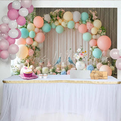 Lofaris Pastel Bird Baby Shower Backdrop with Soft Balloons and Floral Arch Elegant Party Background for Photoshoot Decoration