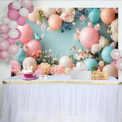 Lofaris Pastel Floral Baby Shower Backdrop with Balloons and Birds Elegant Photography Background for Newborn or Party Decor